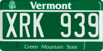 VT license plate XRK939