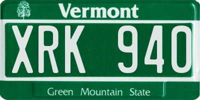 VT license plate XRK940