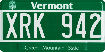 VT license plate XRK942