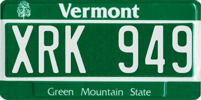 VT license plate XRK949