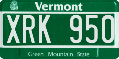 VT license plate XRK950