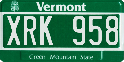 VT license plate XRK958