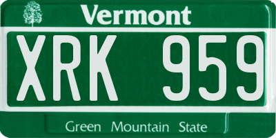 VT license plate XRK959