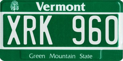 VT license plate XRK960