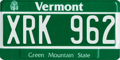 VT license plate XRK962