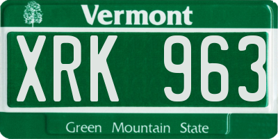 VT license plate XRK963