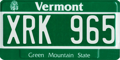 VT license plate XRK965