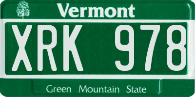 VT license plate XRK978