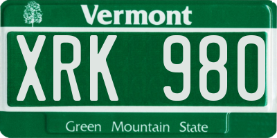 VT license plate XRK980