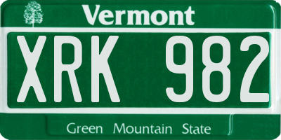 VT license plate XRK982