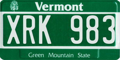 VT license plate XRK983