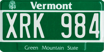 VT license plate XRK984