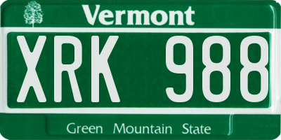 VT license plate XRK988
