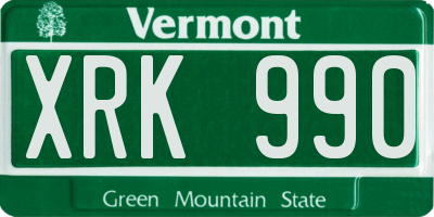 VT license plate XRK990