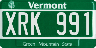 VT license plate XRK991