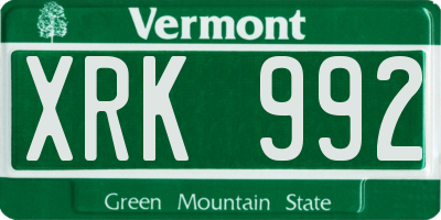 VT license plate XRK992