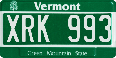 VT license plate XRK993
