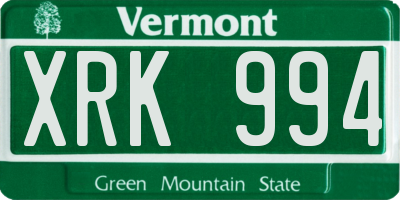 VT license plate XRK994