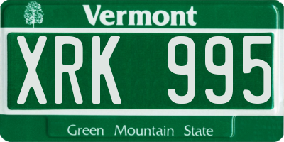 VT license plate XRK995