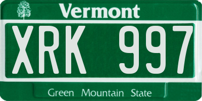 VT license plate XRK997