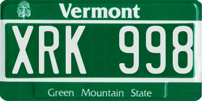 VT license plate XRK998