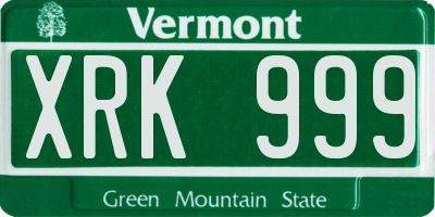 VT license plate XRK999