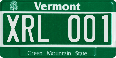 VT license plate XRL001