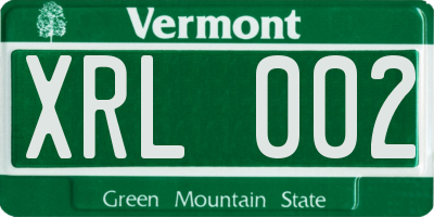 VT license plate XRL002