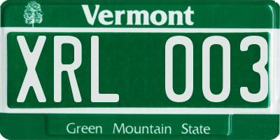 VT license plate XRL003