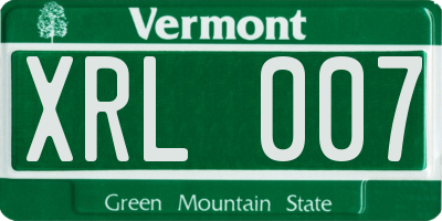 VT license plate XRL007
