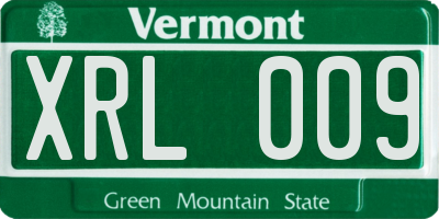 VT license plate XRL009