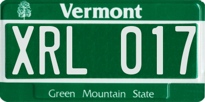 VT license plate XRL017