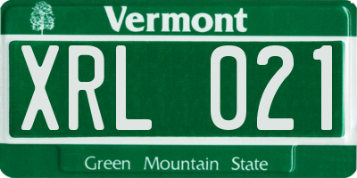 VT license plate XRL021