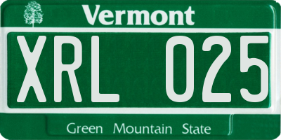 VT license plate XRL025