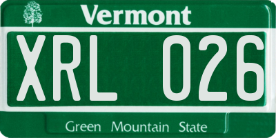 VT license plate XRL026