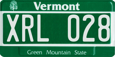 VT license plate XRL028