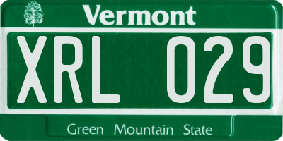 VT license plate XRL029