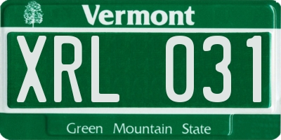 VT license plate XRL031