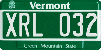 VT license plate XRL032