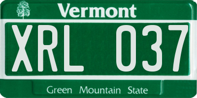 VT license plate XRL037