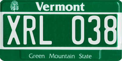 VT license plate XRL038