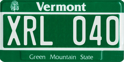 VT license plate XRL040