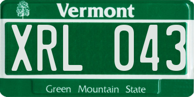 VT license plate XRL043