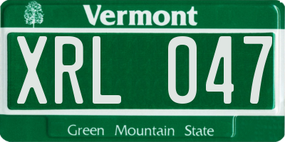 VT license plate XRL047