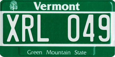 VT license plate XRL049