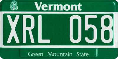 VT license plate XRL058