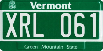 VT license plate XRL061