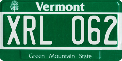 VT license plate XRL062