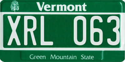 VT license plate XRL063
