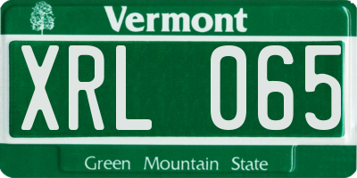 VT license plate XRL065